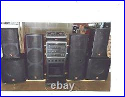 Stereo system con bandQSU amp Cerwin vega speakers & sub Mixer cd player case po