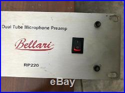Vintage Rack Mount Bellari RP220 2 Channel Dual Tube Microphone Preamp